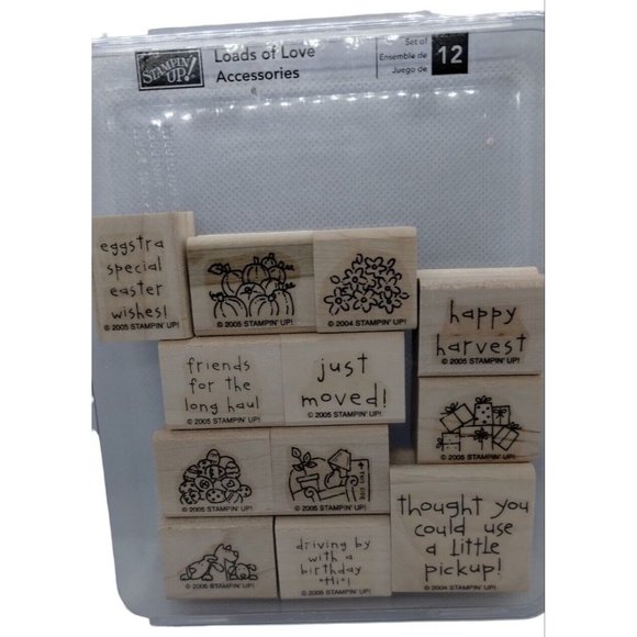 Stampin Up Loads of Love Accessories 12 Piece Rubber Stamp Kit Mounted Sayings - Picture 4 of 4